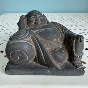 Vintage Hand carved statue of Laughing Buddha.